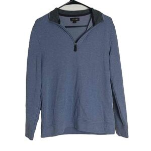 Tasso Elba Blue Birdseye Quarter-Zip Pullover Sweater Size Small